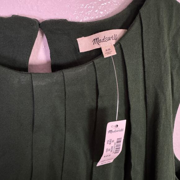 Madewell Sleeveless Crewneck Bubble Top XS Summit Green Pullover Stretch Cotton - Picture 6 of 9